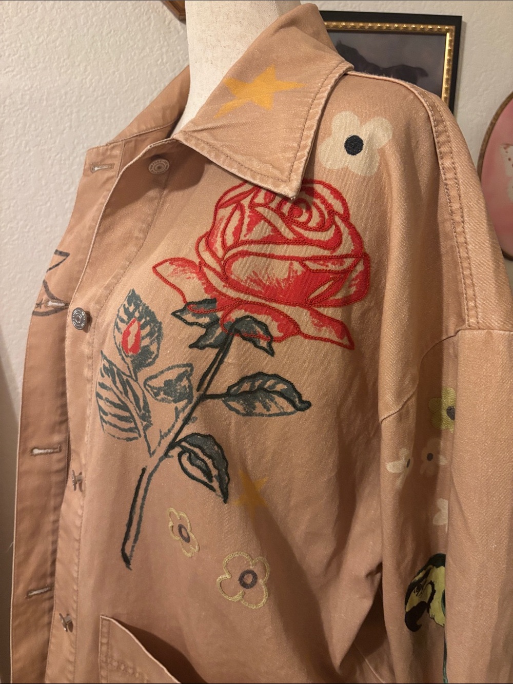 We The Free Tan Utility Jacket with Multicolor Embroidery - Picture 6 of 15